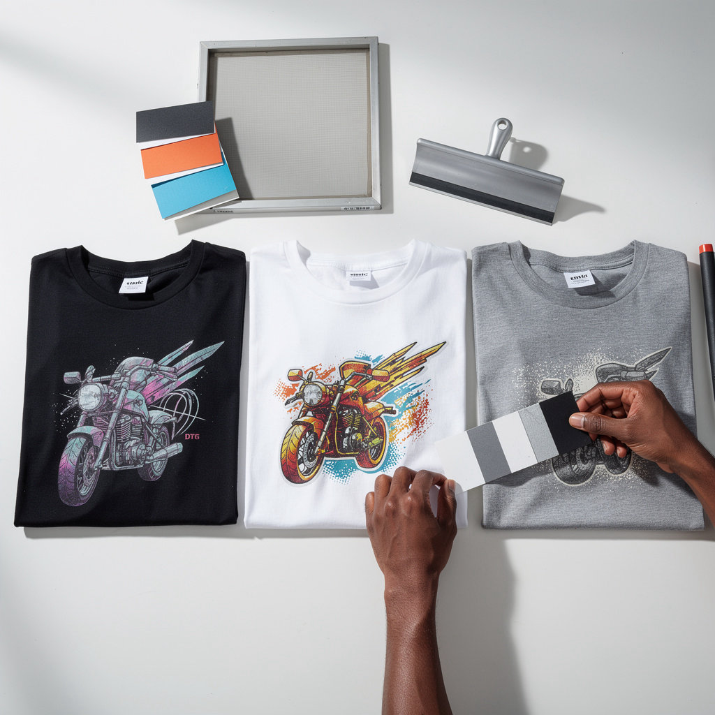 Clothable Studio print methods comparison - DTG, DTF, and screen printing techniques for custom streetwear in Johannesburg